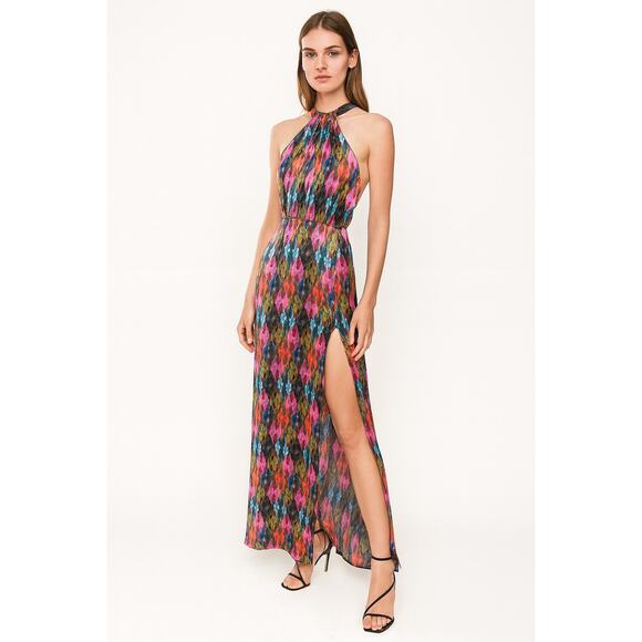 Rotate Birger Christensen Maxi Dress Colorful Bright Medium Halter Vacation - Picture 1 of 11